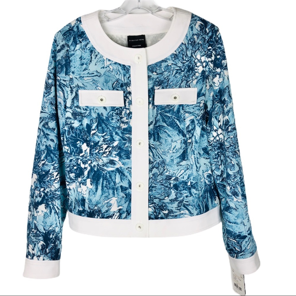 NEW Doncaster blue white water color floral jacket 14